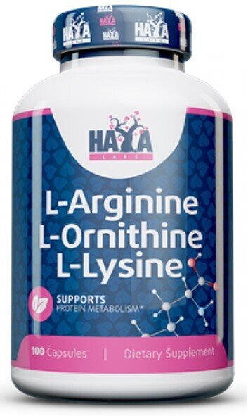 Амінокислоти Haya Labs L-Arginine + L-Ornithine + L-Lysine капсули №100