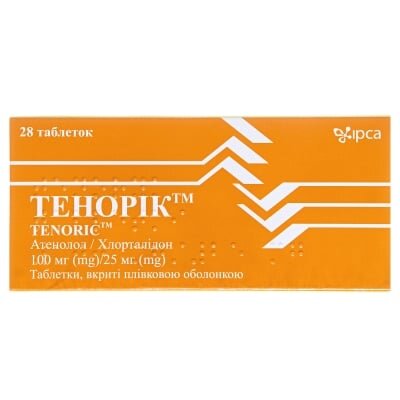 Тенорік таблетки, в/плів. обол. по 100 мг/25 мг №28 (14х2)