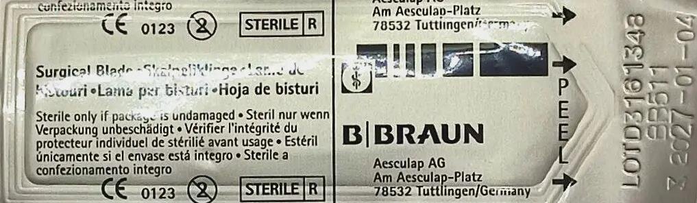 Лезо хірургічне B.Braun Aesculap для скальпеля, стерильне, розмір 11, 100 штук