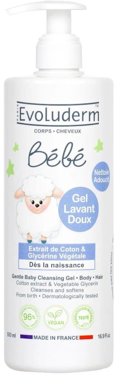 Гель для душу Evoluderm Bebe для тіла та волосся дитячий, 500 мл