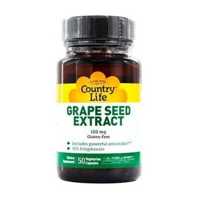 Екстракт виноградних кісточок Country Life Grape Seed Extract 100 мг, 50 капсул
