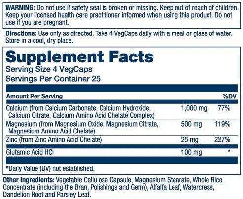 Мінеральний комплекс Solaray Calcium Magnesium Zinc, 100 веганських капсул