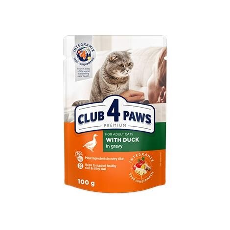 Корм вологий Club 4 Paws для дорослих кішок з Качкою в соусі Преміум, 100 г
