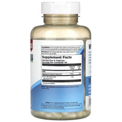 Магнію гліцинат KAL Magnesium Glycinate 350 мг, 160 веганських капсул
