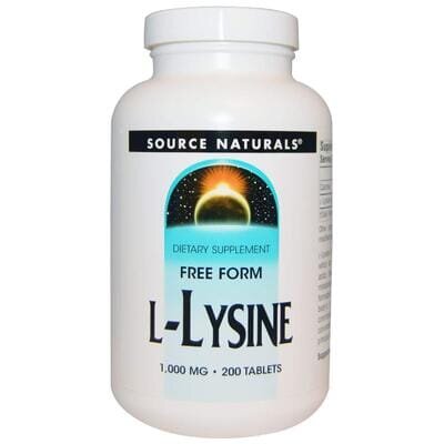 Лізин Source Naturals L-Lysine 1000 мг, 200 таблеток
