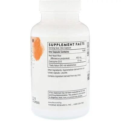 Червоний дріжджовий рис з коензимом Thorne Research Red Yeast Rice + CoQ10, 120 капсул