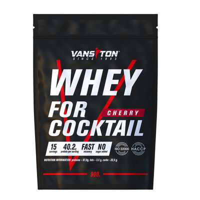 Протеїн Vansiton Whey for cocktails для коктейлів, вишня, 900 г