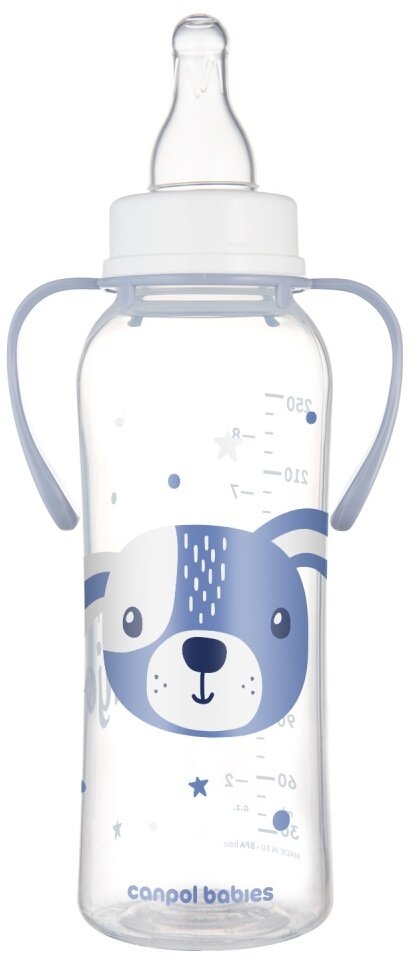 Пляшечка Canpol Babies Cute Animals 11/845_blu з ручками синя, 250 мл