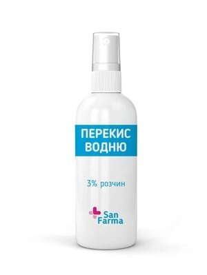 Перекис водню San Farma 3% спрей по 50 мл у флак.