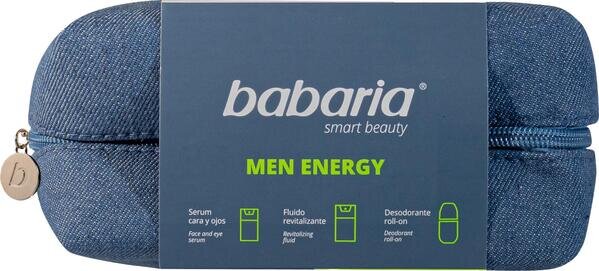 Набір Babaria Men Energy для чоловіків (сироватка 30 мл + флюїд 50 мл + дезодорант кульковий 50 мл + косметичка)