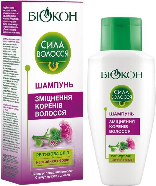 Шампунь Біокон Сила Волосся зміцнення коренів волосся, 215 мл