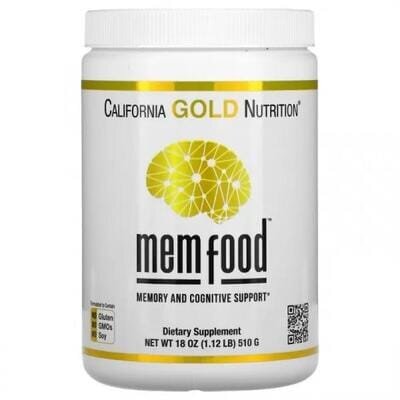 Мультивітаміни для підтримки пам'яті та когнітивних функцій California Gold Nutrition Mem Food порошок, 510 г