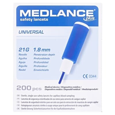 Ланцет Medlance Plus Universal автоматичні, стерильні G21 (синій), 200 штук
