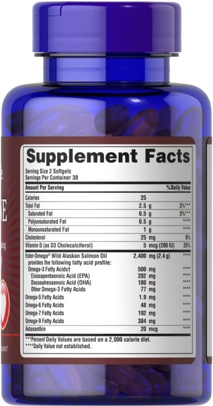 Омега 3,5,6,7,9 з вітаміном Д3 Puritan's Pride All In One Omega 3, 5, 6, 7 and 9 with Vitamin D3, 60 гелевих капсул