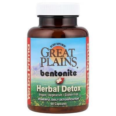 Біла глина Бентоніт Yerba Prima Great Plains bentonite, 60 капсул