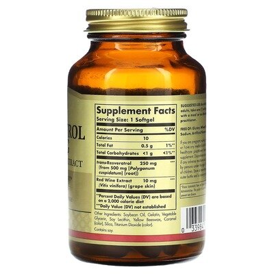 Ресвератрол Solgar Resveratrol 250 мг with Red Wine Extract м'які капсули №60