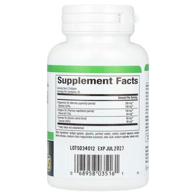 Комплекс олії перцевої м'яти та орегано Natural Factors Peppermint + Oregano Oil Complex, 60 кишковорозчинних таблеток