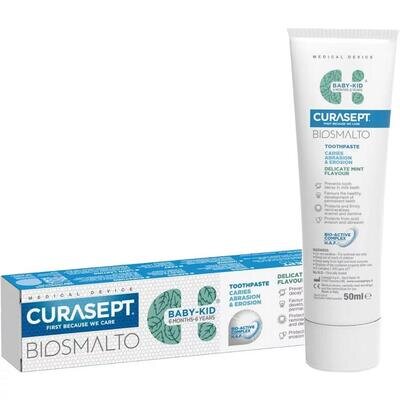 Зубна паста Curasept Biosmalto проти карієсу, ерозії та стирання, від 6 місяців до 6 років, м'ята, 50 мл