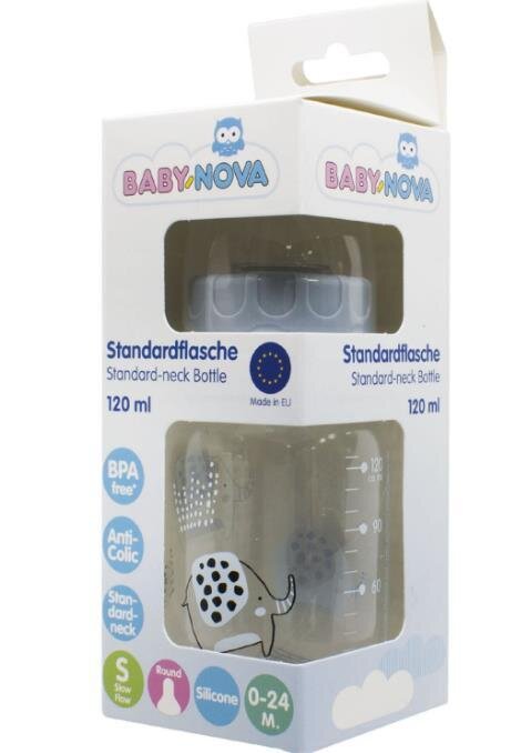 Пляшка Baby-Nova поліпропілен з декором для хлопчика, 120 мл