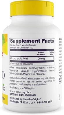 Альфа-ліпоєва кислота Healthy Origins Alpha Lipoic Acid 100 мг, 120 капсул