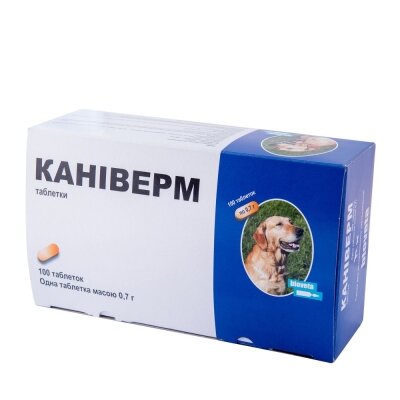 Каніверм 0,7 г від глистів для собак і кішок, антигельмінтик широкого спектру дії, 100 таблеток