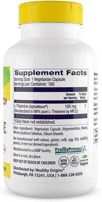 L-теанін Healthy Origins L-Theanine 100 мг, 180 капсул