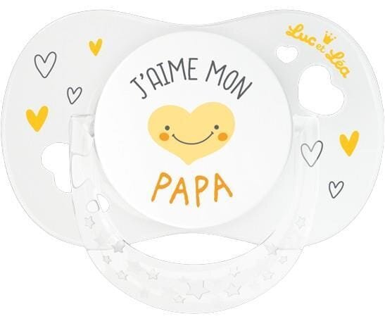 Пустушка силіконова Luc et Lea J’aime mon papa симетрична 0-6 місяців, 1 шт
