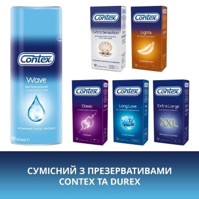 Інтимний гель-змазка Contex Wave зволожуючий з пантенолом (лубрикант), 100 мл