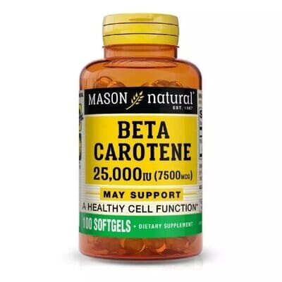 Бета-каротин 25000 МО Mason Natural Beta Carotene, 100 гелевих капсул