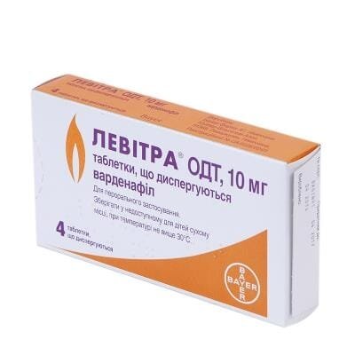 Левітра ОДТ таблетки, дисперг. по 10 мг №4 у бліс.