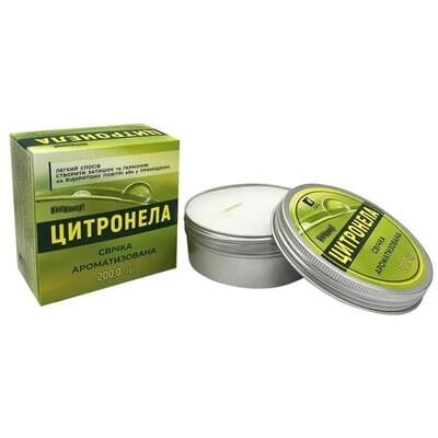 Свічка ароматизована Киш-Комар! Цитронела 200 г, 1 шт