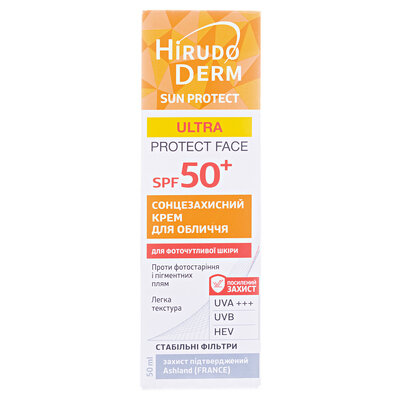 Крем сонцезахисний Hirudo Derm Sun Protect Ultra Protect Face для обличчя, SPF 50 +, 50 мл