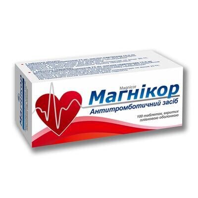 Магнікор таблетки, в/плів. обол. №100 (10х10)