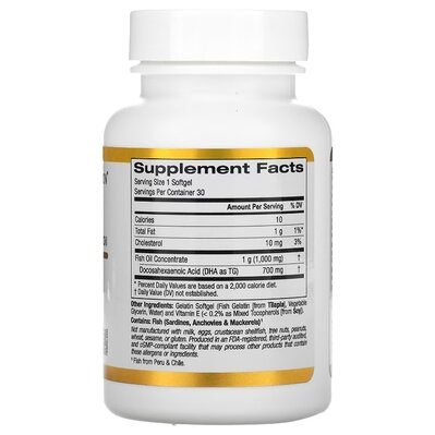 DHA 700 California Gold Nutrition 1000 мг, 30 желатинових капсул