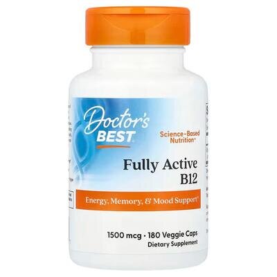 Вітамін В12 1500 мкг Doctor's Best Fully Active B12, 180 вегетаріанських капсул