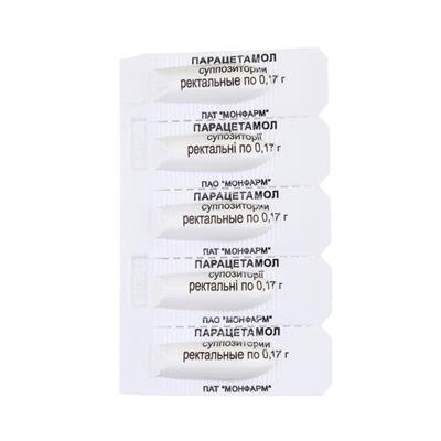 Парацетамол супозиторії рект. по 0.17 г №10 у стрип.