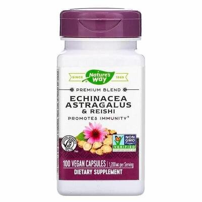Ехінацея, астрагал та рейші Nature's Way Echinacea Astragalus & Reishi, 100 вегетаріанських капсул
