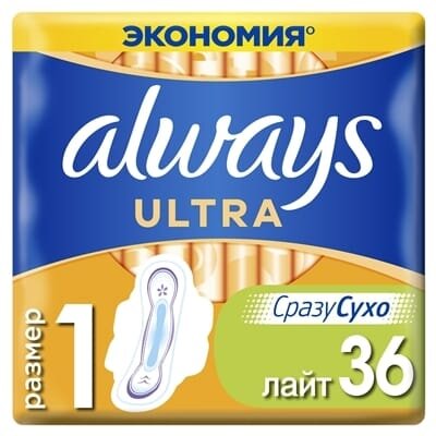 Прокладки гігієнічні Always Ultra Light, 3 краплі, 1 розмір, 36 шт