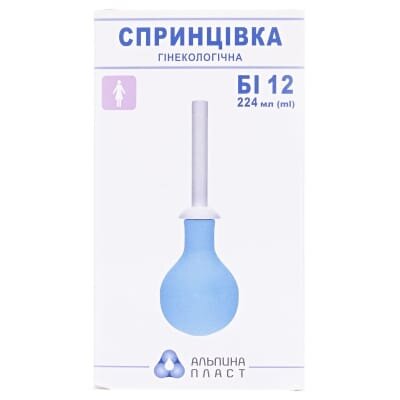 Спринцівка Альпіна БІ-12 Гінекологічна з прямим наконечником, 224 мл