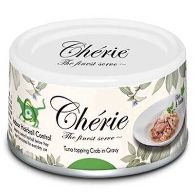 Корм вологий Cherie Indoor Hairball Control для котів з тунцем та крабом в соусі для запобігання утворення шерстяних грудочок, 80 г