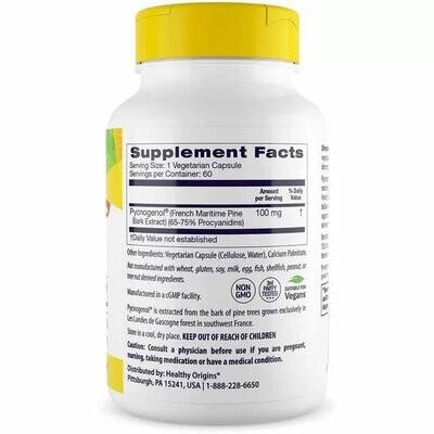 Екстракт соснової кори Healthy Origins Pycnogenol 100 мг, 60 капсул