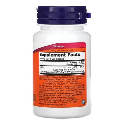 Метилфолат NOW Methyl Folate 5000 мкг вег. капсули №50