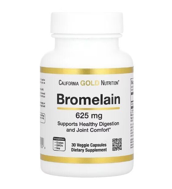 Бромелаїн California Gold Nutrition Bromelain 500 мг, 30 рослинних капсул