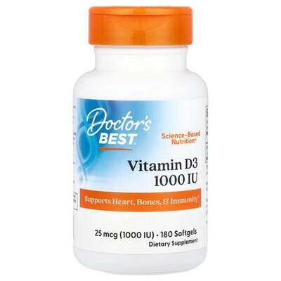 Вітамін Д3 Doctor's Best Vitamin D3 1000 МО, 180 капсул