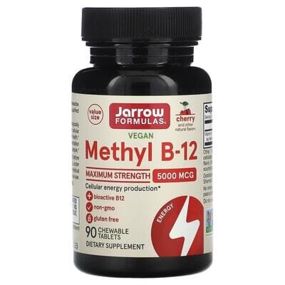 Метил В12 Jarrow Formulas Methyl B-12 5000 мкг смак вишні, 90 жувальних таблеток