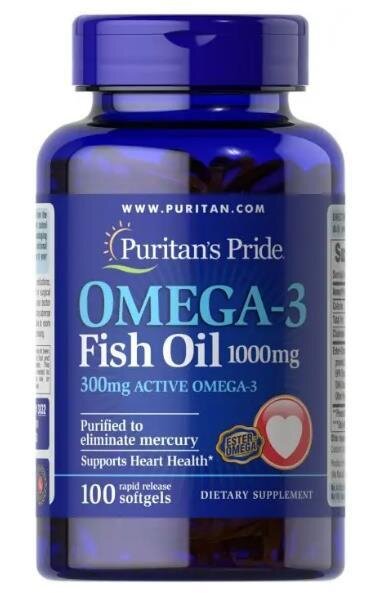 Омега-3 риб'ячий жир Puritan's Pride Omega-3 Fish Oil 1000 мг, 100 гелевих капсул