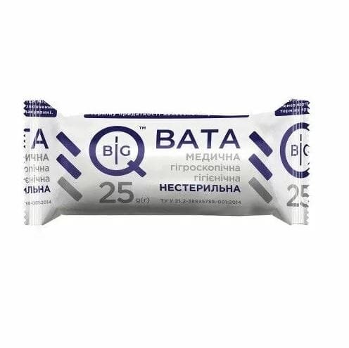 Вата нестерильна BigQ медична гігієнічна, ролик 25 г