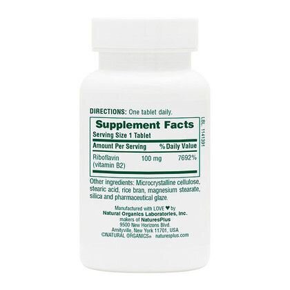 Рибофлавін Nature's Plus Vitamin B2 100 мг, 90 таблеток