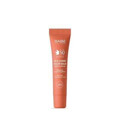 Бальзам-тінт для губ та щік Babe Laboratorios SPF50 із гіалуроновою кислотою та пептидами Nude, 20 мл