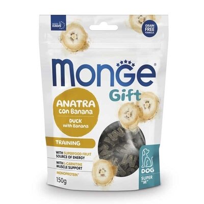Ласощі для собак Monge Gift Dog Training з качкою та бананом, 150 г